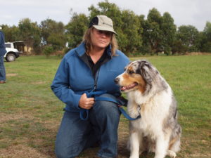 Cheryl Nagel volunteers as an Otways Conservation Dogs member with her Australian Shepherd, Zeke